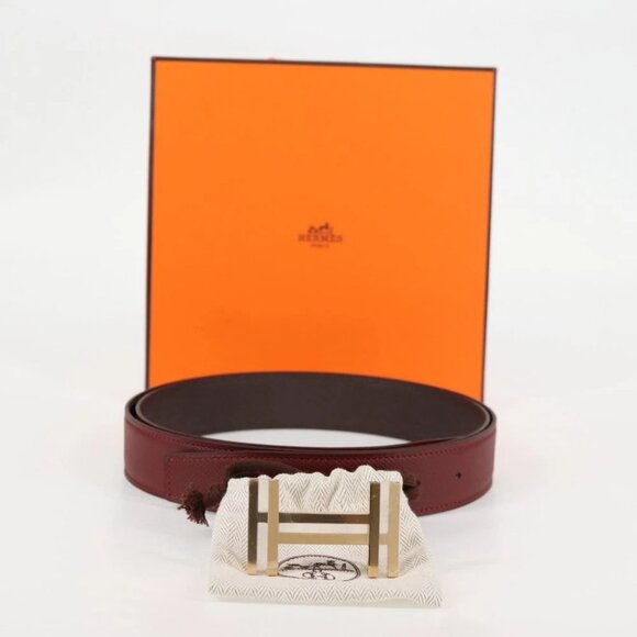 HERMES Constance Belt Leather 48"" Wine Red Auth - Picture 11 of 11